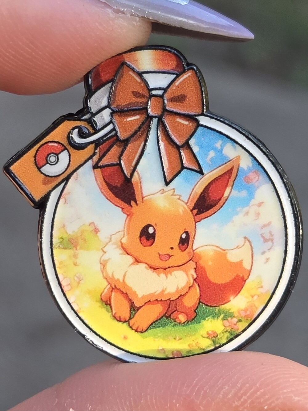 Pokemon Eevee Orange and White Enamel Pet Charm
